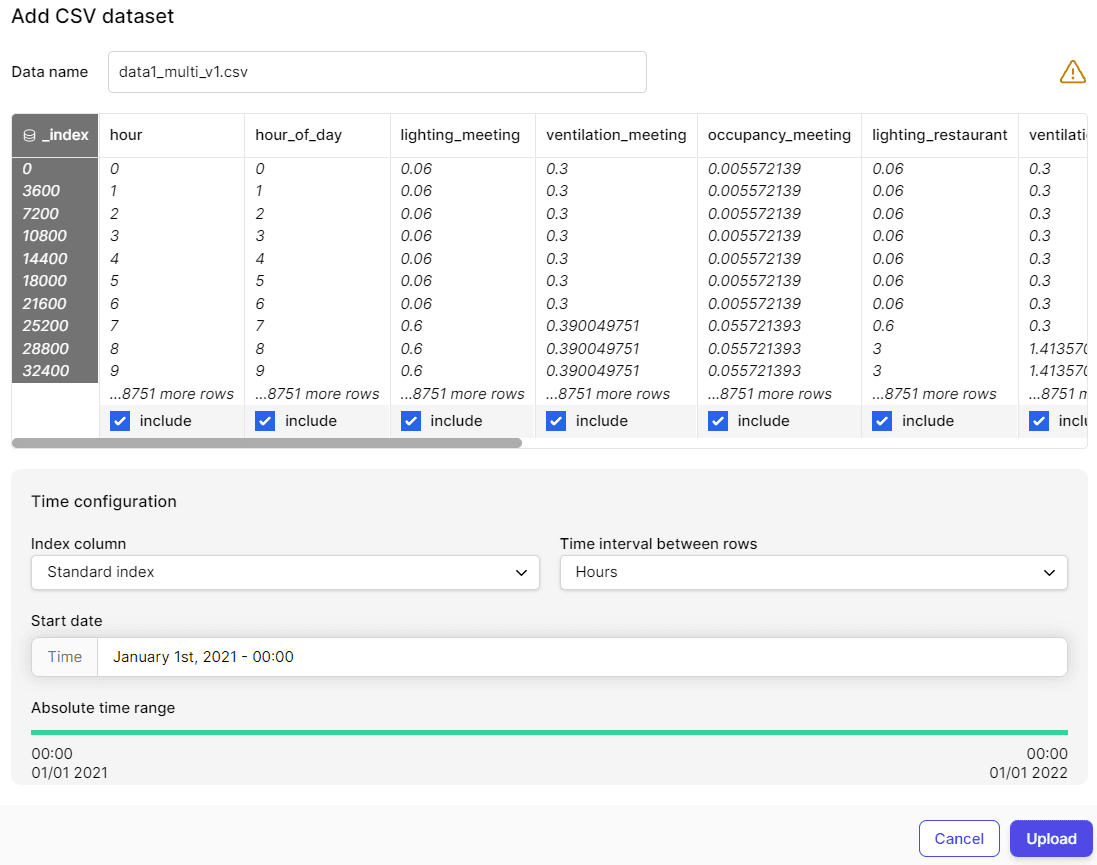 Dataset management dialog